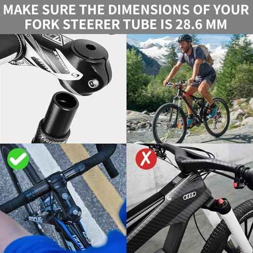Bike Stem Riser Adjustable,Handlebar Extender, Increases Height Up to 5.2" for 1-1/8" Most Bicycle Road Bike, MTB, BMX, Cycling (Black)