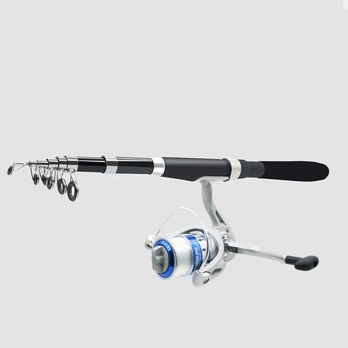 Fishing Pole Combo Set,2.1m/6.89ft 2PCS Collapsible Rods 2PCS Spinning Reels Mono Fishing line Come Setup Already!Lures Set Carrier Bag Freshwater Kit Fishing Rod Reel Combos ministoream