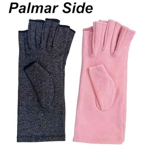 2 Pairs Premium Bamboo Gloves, One Compres Bamboo Arthritis Gloves for Women Men,Fingerless Design, Breathable Fabric,4pcs Size M
