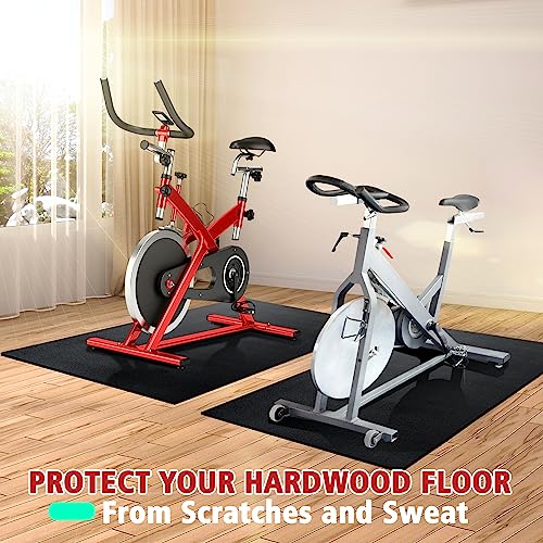Peloton Bike Mat | 6mm Thickness, Exercise Bike Mat/Treadmill Mat for Hardwood Floors or Carpet, Non-Slip Sweat-Proof Exercise Equipment Mat for Bike Trainer/Stationary Spin Bike/Indoor Cycling
