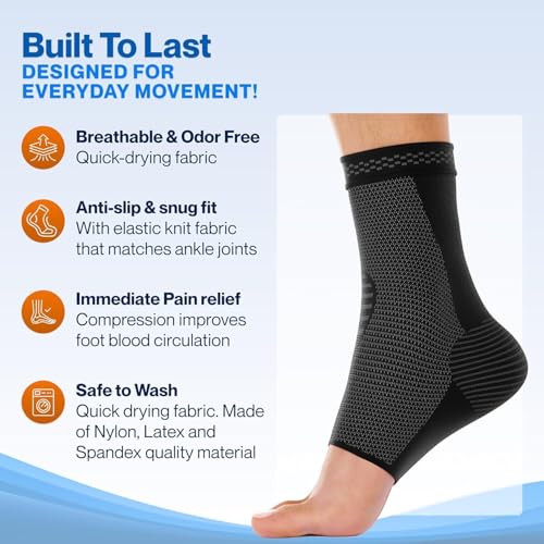 Modvel Foot & Ankle Brace Socks for Sprained Ankle Compression Sleeve - Plantar Fasciitis Relief Brace, Foot Support for pain Women & Men - Tendonitis & Arthritis Feet Sleeve, Stabilizing Ankles Wrap