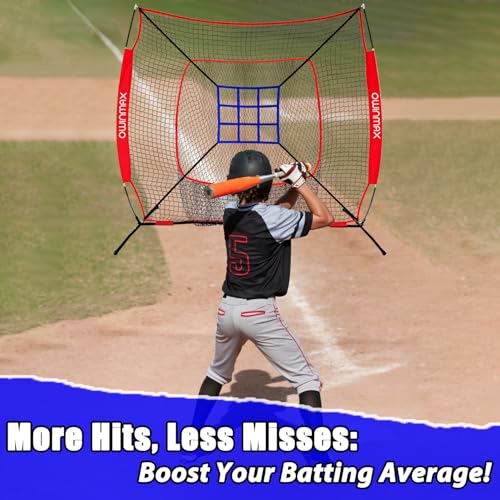 7x7 ft Baseball Softball Practice Net with Detachable Frame for Batting Hitting Pitching