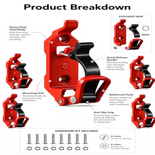 Heavy Duty Metal Rubber Shovel Mount Kit for Off-Road Vehicles, Secure Tool Holder