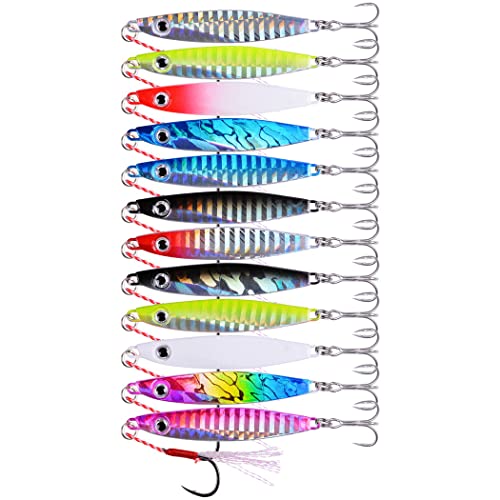 Micro Jigging Metal Spoons 12pcs 30g 7.5cm Saltwater Fishing Lures