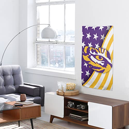 NCAA College Double Sided Team Logo Vertical Flag - LSU Tigers Americana, 40" x 28"