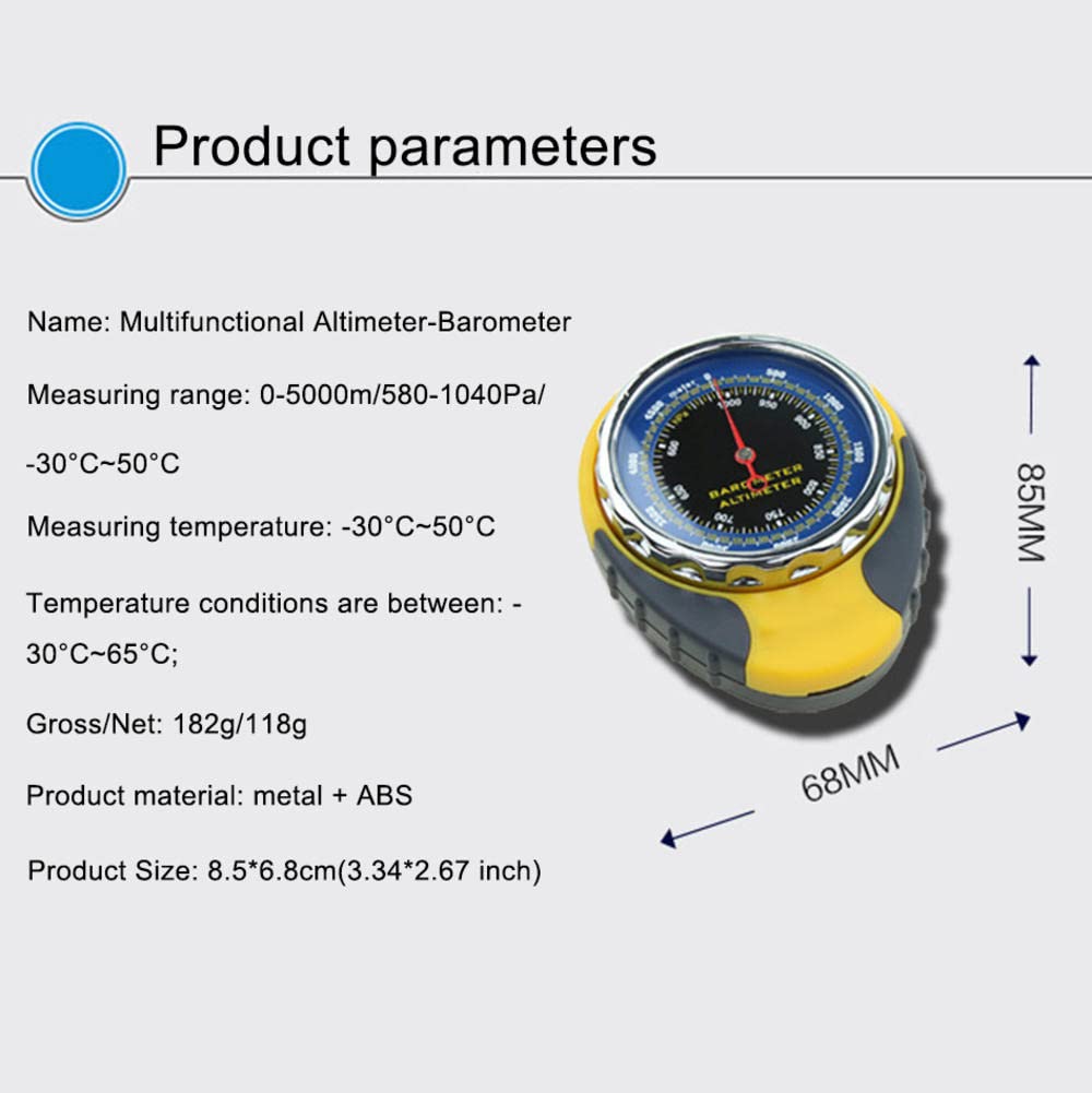 JINYISI Altimeter, Altimeter for Hiking, Four-in-one Multi-Function Barometer, Outdoor Mountaineering Compass Thermometer, Sports Multi-Function high Precision