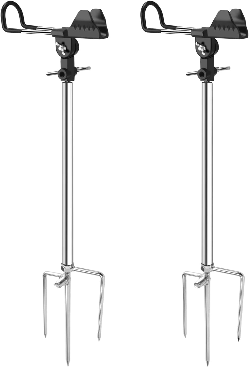 2 Pack Fishing Rod Holders for Bank Fishing, Multifunctional Stainless Steel Fishing Pole Holders for Ground, 360 ° Adjustable & Detachable Easy to Carry, Gift for Men Father’s Day, Birthday Day