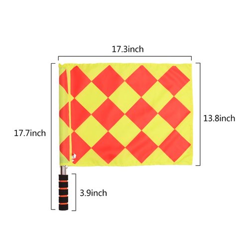 Haploon Soccer Ref Flags Football Rugby Linesman 2pcs Checkered Referee Flags Metal Pole Foam Handle with Carring Bag pack of 2
