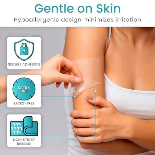 ViveCare Large Transparent Film Dressing - Waterproof Bandages - Clear Wound Cover for Showering, Tattoos - Protector Shower Shield for After Surgery - Post Surgical Patches for Skin (9¡± x 9¡±)