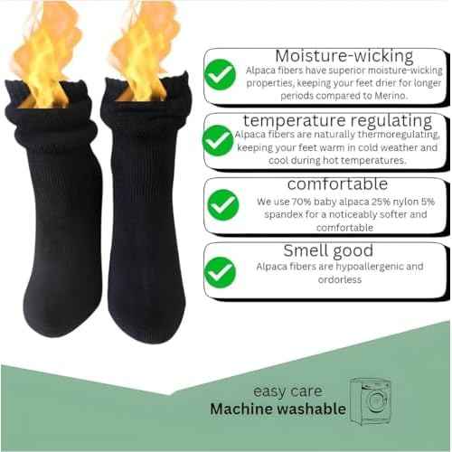 The House of Alpaca Thermal Wool 2 Pair Unisex Beige Black Neutral Colors Hiking Hunting Hockey Thick Warm Winter