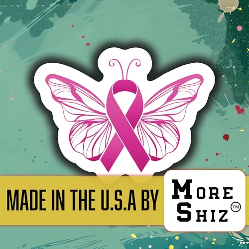 Breast Cancer Awareness Butterfly Sticker - 5 Inch Pink Ribbon Vinyl Decal