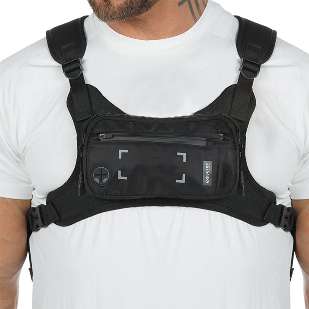 Chest Bag For Men, Tactical Chest Pack, Waterproof Lightweight Running Vest Bag for Outdoors Workout Traveling Running Hiking Cycling