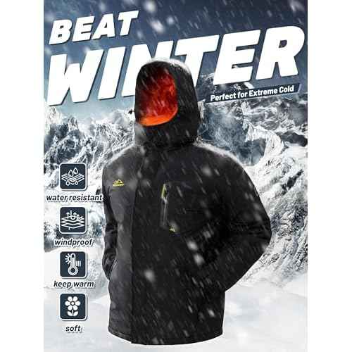 TACVASEN Men's Winter Skiing Jackets Water Resistant Fleece Coats Insulated Thermal Snowboard Jacket Parka Raincoat with Hood