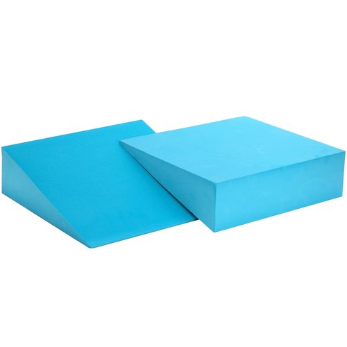 DEAYOU 2 Pack Yoga Foam Wedge, 13" EVA Foam Wedge Block for Exercise, Knee Pad, Wrist Back Support (Blue)