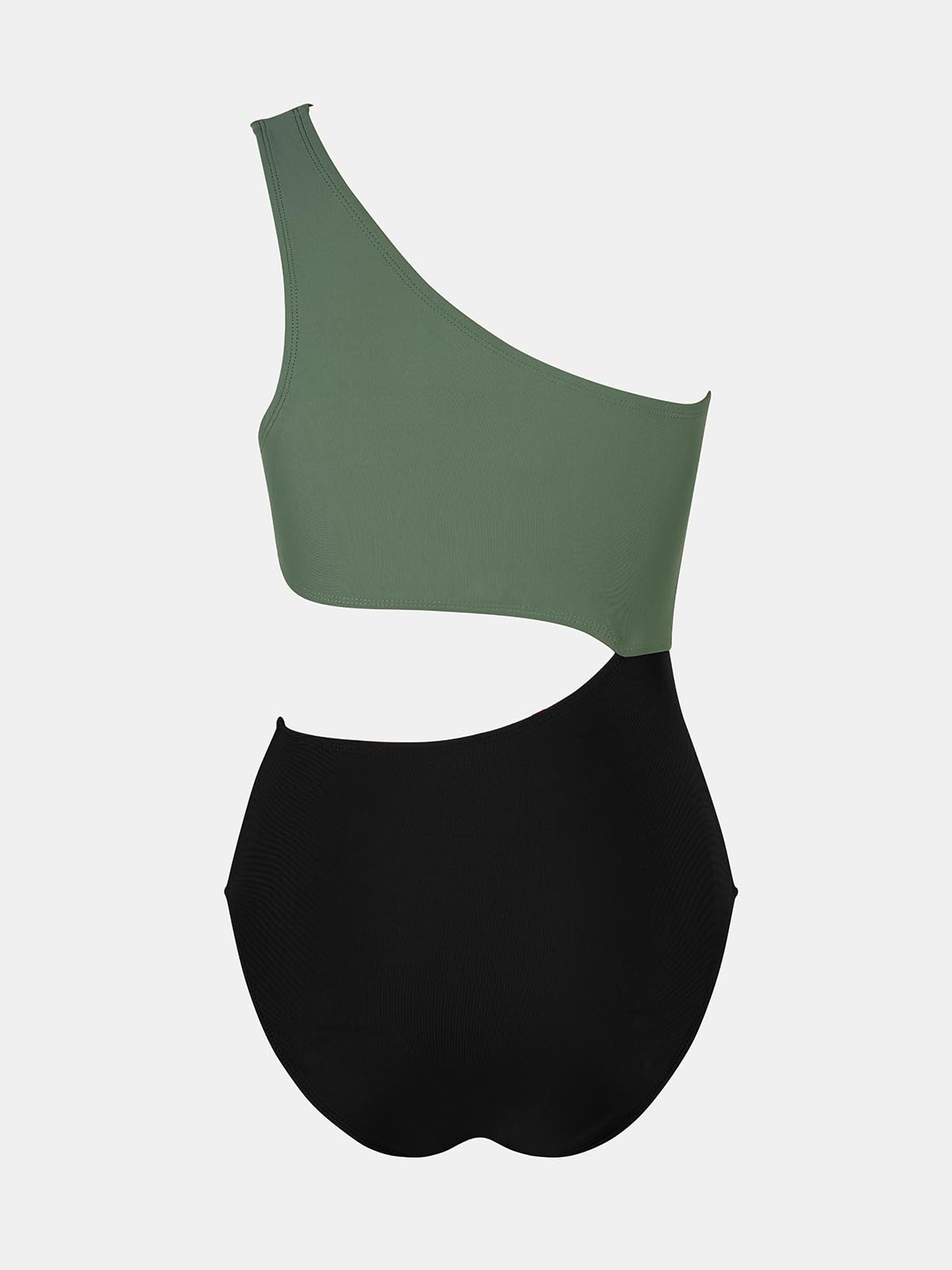 CUPSHE Women's One Piece Swimsuit One Shoulder Color Block Side Cutout Ruched Bathing Suit, M