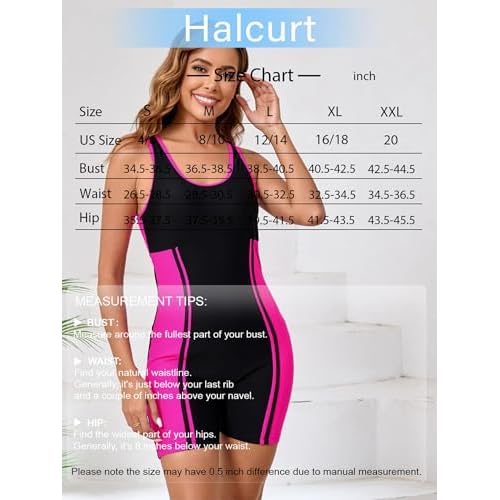 Halcurt Women's Boyleg One Piece Swimsuit Racerback Athletic Boyshort Bathing Suit