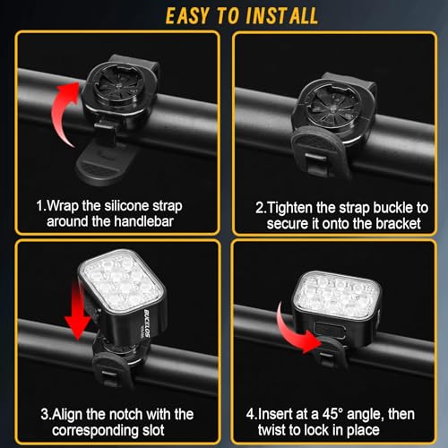 Bike Light Set Front and Back - Ultra Bright 10 LED USB Rechargeable Waterproof