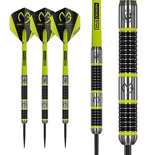 WINMAU Michael Van Gerwen MvG Aspire Tungsten Steeltip Darts Set with Prism Flights and Nylon Shafts (Stems)
