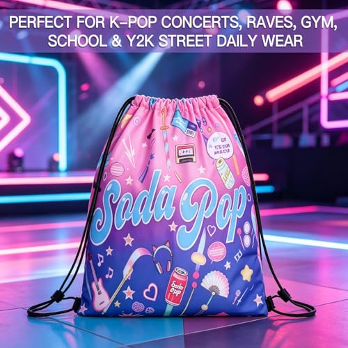 Kpop Fan Backpack Soda Pop Design Drawstring Bag for Fans