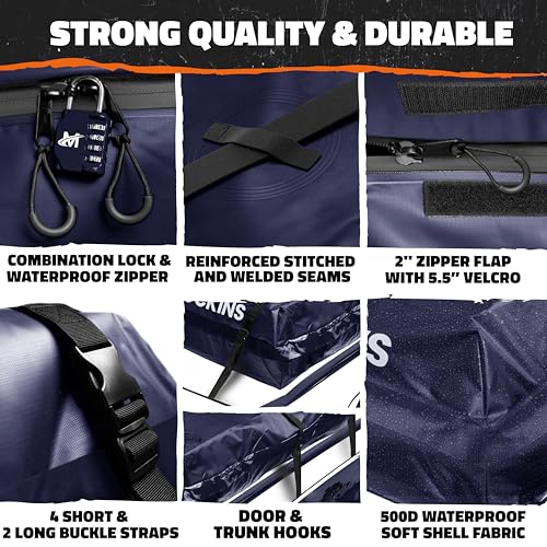 Mockins 30 Cu Ft Heavy Duty Rooftop Cargo Carrier Bag - Waterproof SUV Van Roof Storage