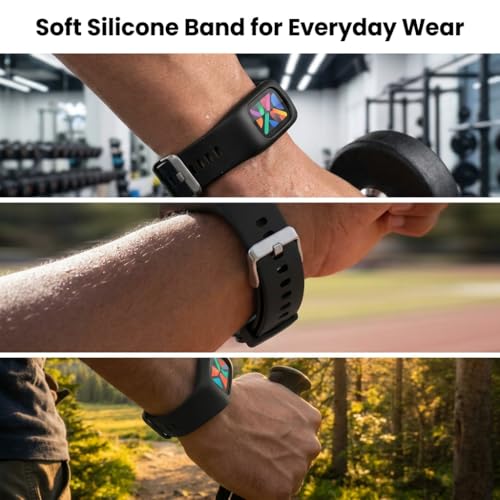 Black One-Piece Silicone Fitness Tracker Band for Fitbit Charge 3-6 with Metal Buckle