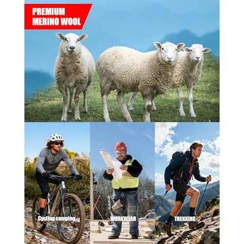 3 Pairs Men's Merino Wool Socks - Thermal Winter and Hiking Socks with Cushioned Support for Everyday Comfort