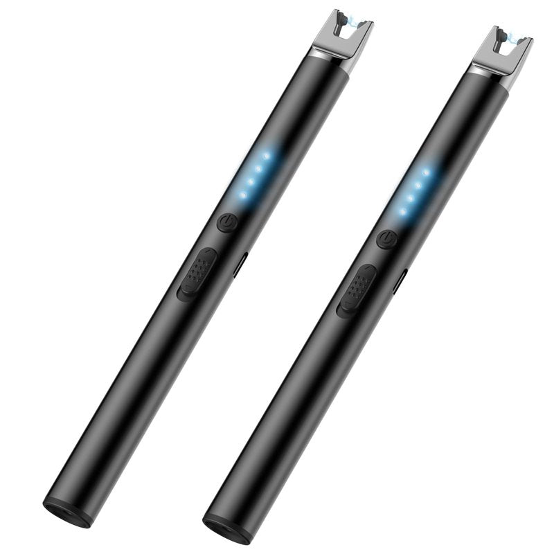 TOPKAY 2 Packs Candle Lighters, Electric Windproof Flameless USB Rechargeable Plasma Arc Long Lighter Matches for Grill Firework Kitchen.Gifts for Women Mom Men Wife Father.