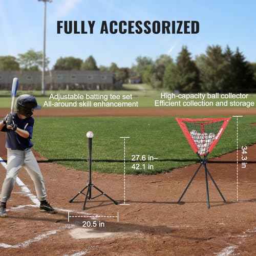 VEVOR Softball Practice Net, Portable Baseball Training Net for Hitting, Batting, Catching, Pitching - Backstop Equipment with Bow Frame, Carry Bag, Strike Zone, Batting Tee