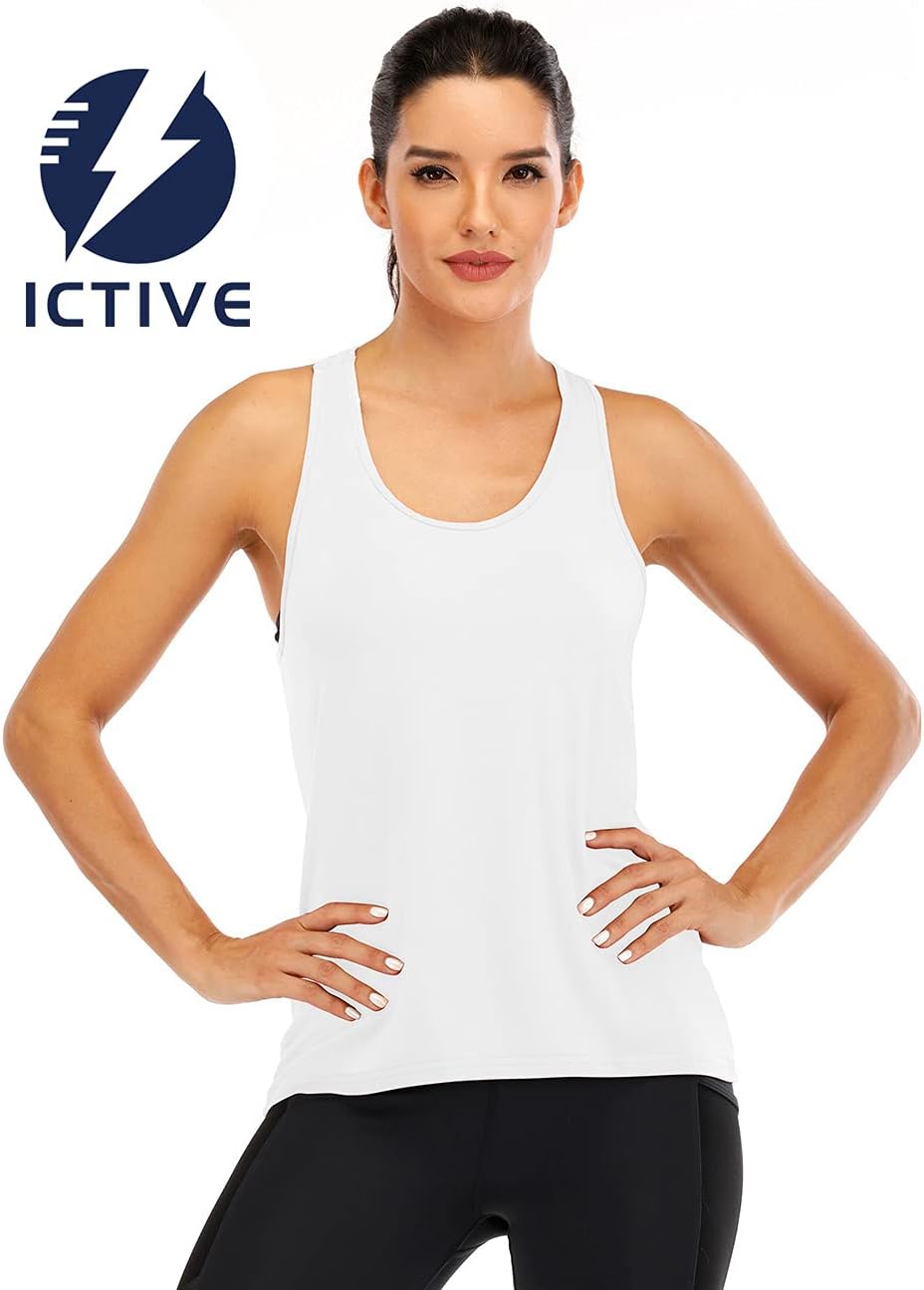 ICTIVE Womens Cross Backless Workout Tops for Women Racerback Tank Tops Open Back Running Muscle Tank Yoga Shirts