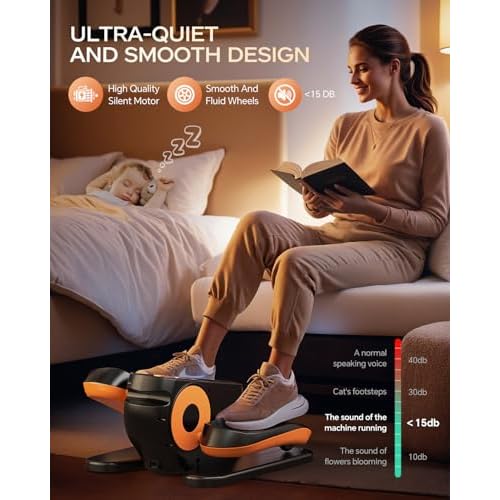 Under Desk Elliptical Machine, Ellipse Leg Exerciser as Seen on Tv for Seniors Adults with 12 Adjustable Speed, Quiet & Portable Seated Pedal Exerciser with Remote Control & Non-Slip Foot Straps