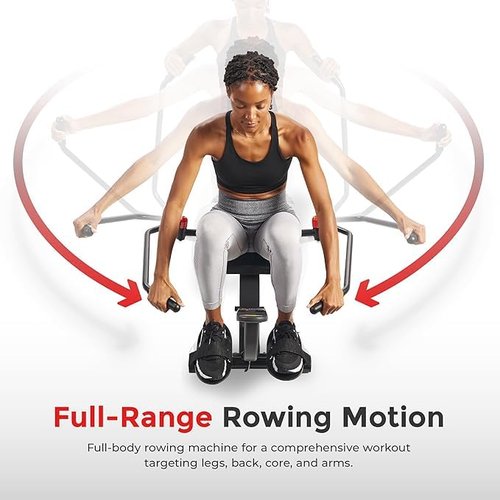 Sunny Health & Fitness Smart Compact Full Motion Rowing Machine, Full-Body Workout, Extra-Long Rail, 350 LB Weight Capacity and Free SunnyFit® App Enhanced Bluetooth Connectivity SF-RW5639SMART