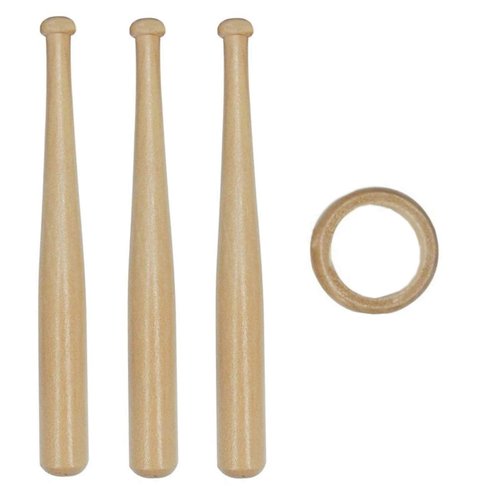 TIHOOD 2PCS Wooden Baseball Display Stand Holder -Consists of 3 Mini Baseball Bat