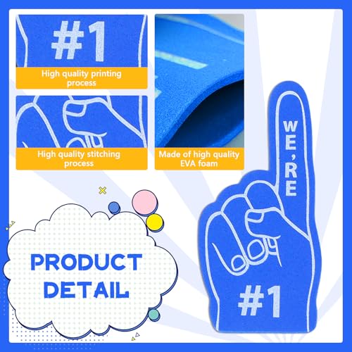 24 Pcs Mini Foam Fingers Baseball Party Favors We Are #1 Sports Foam Finger For Dodgers Fans Field Day Accessories Team Present Purple Party Decorations (Blue)