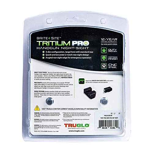 TruGlo Tritium Pro Glow in The Dark Gun Handgun Glock Pistol Laser Sight Accessories with Rear Colors for Beretta PX4 Storm and Green Light, Black