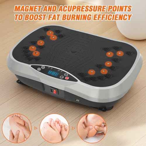 ALSO GO Vibration Plate Exercise Machine, 3 Workout Modes & 120-Level Vibration Platform for Weight Loss/Lymphatic Drainage, 400lbs Capacity Vibration Board with Resistance Bands for Full Body Workout
