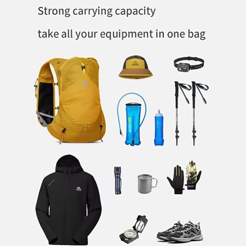 AONIJIE 13L Running Hydration Vest Backpack, High Capacity Lightweight Trail Running Vest for Trail Running, Races, Marathons, Hiking (Yellow+2*500ml Bottle)