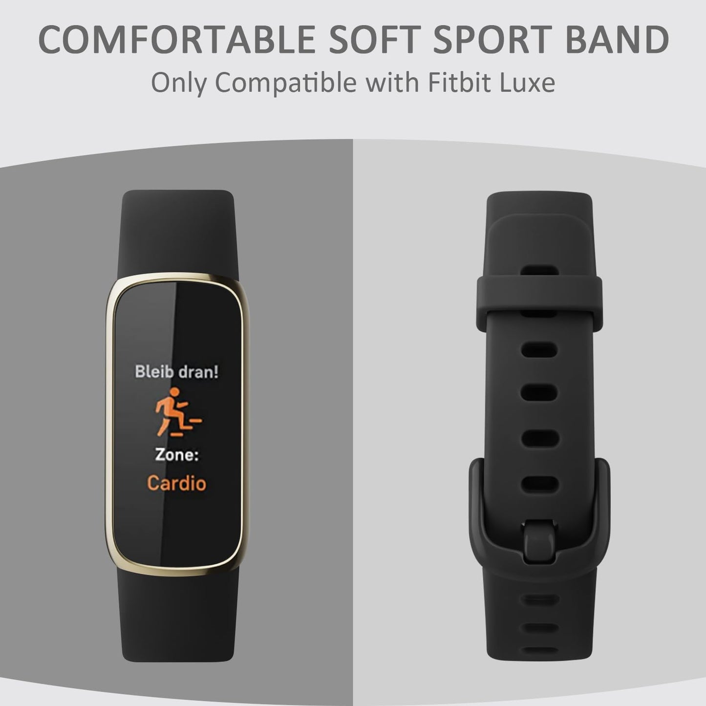 2 Pack Bands for Fitbit Luxe Bands Women Men, Soft Silicone Wristband Replacement Strap for Fitbit Luxe/Luxe Special Edition Fitness Tracker (Black/Black, Small)