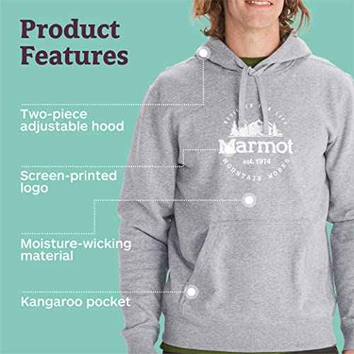Marmot Men's Culebra Peak Hoody - Hooded Midweight Pullover Fleece Sweatshirt with Screen Printed Graphic and Kangaroo Pocket