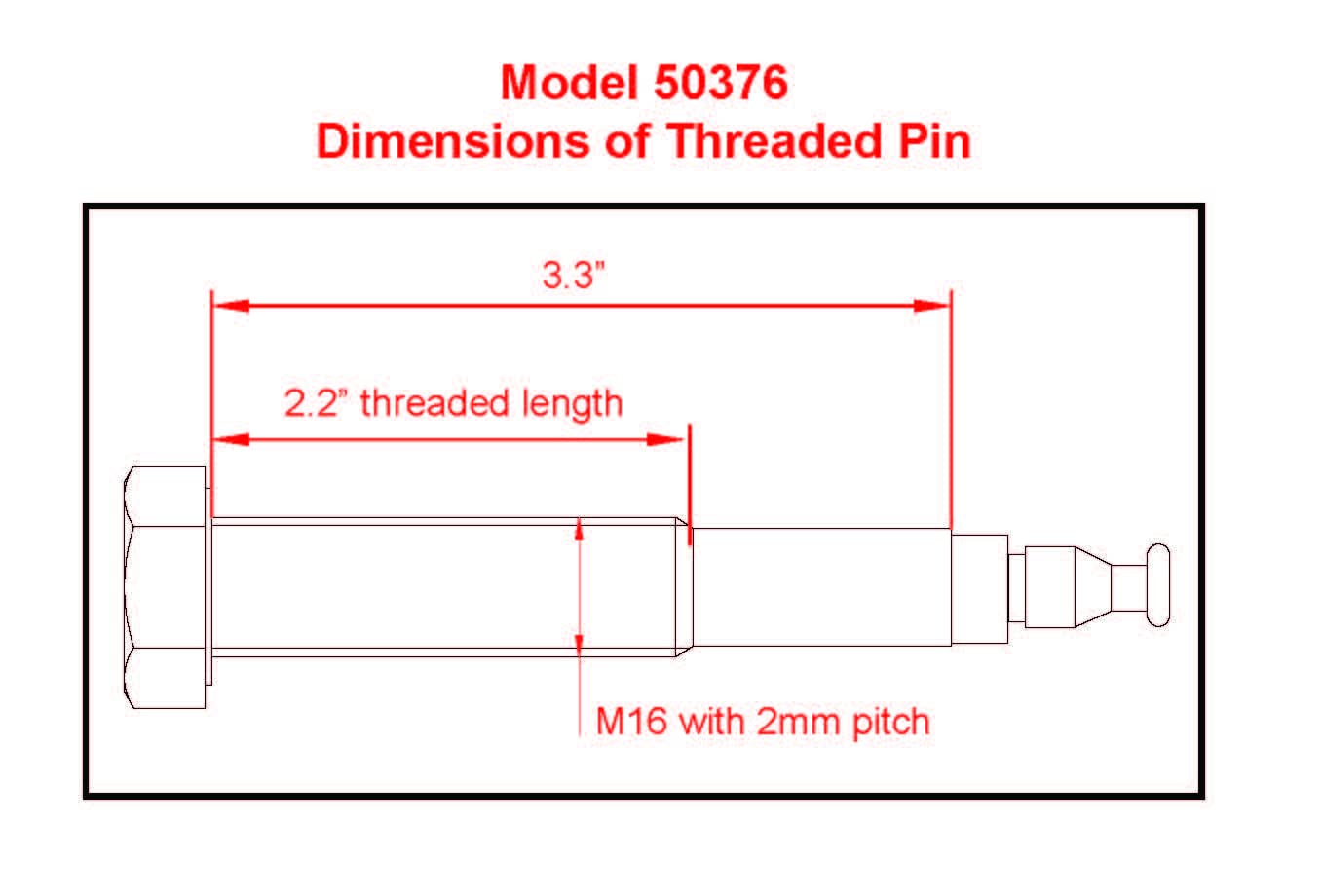 MaxxHaul 50376 Threaded Hitch Locking Pin for MaxxHaul Models 70210, 50250 & 50606 Bike Racks with Compatible Parts ONLY, M16 Threaded pin Works on The 2" receivers Less Than 3.3" Wide
