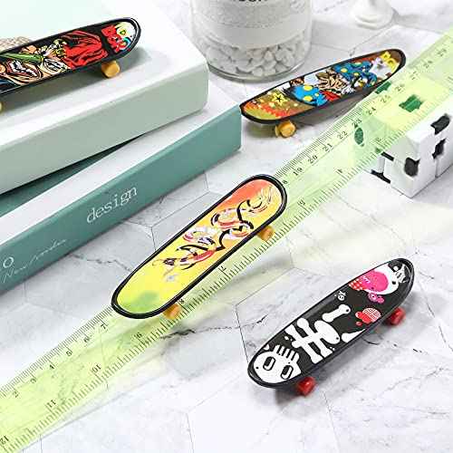 36 Pieces Mini Finger Skateboard Toy Skateboard Finger Boards with Double Sided Pattern Creative Fingertip Movement Toys for Birthday Goodie Bag Stuffers