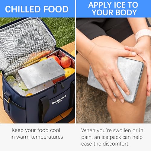 Stainless Steel Ice Packs for Lunch Boxes - Reusable Cooler Gel Packs for Food & Drinks