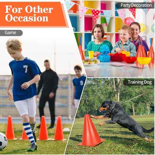 12/24/50pcs Soccer Cones, 7" Soccer Cones, Plastic Traffic Cones, Training Cones for Basketball Football Skating Drills Practice