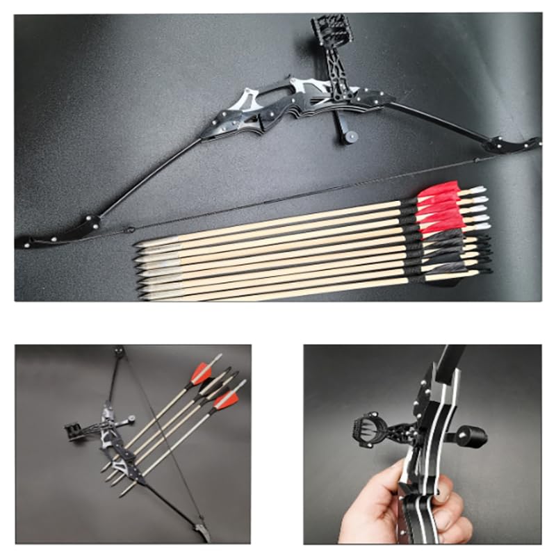 18.9-inch Bow and Arrow,Stainless Steel Mini Bow, Arrow Mini Reverse Bow, Mini Composite Bow, Metal Bow, Indoor Competitive Shooting Sports Shooting,Advanced Stainless Steel Material (White)
