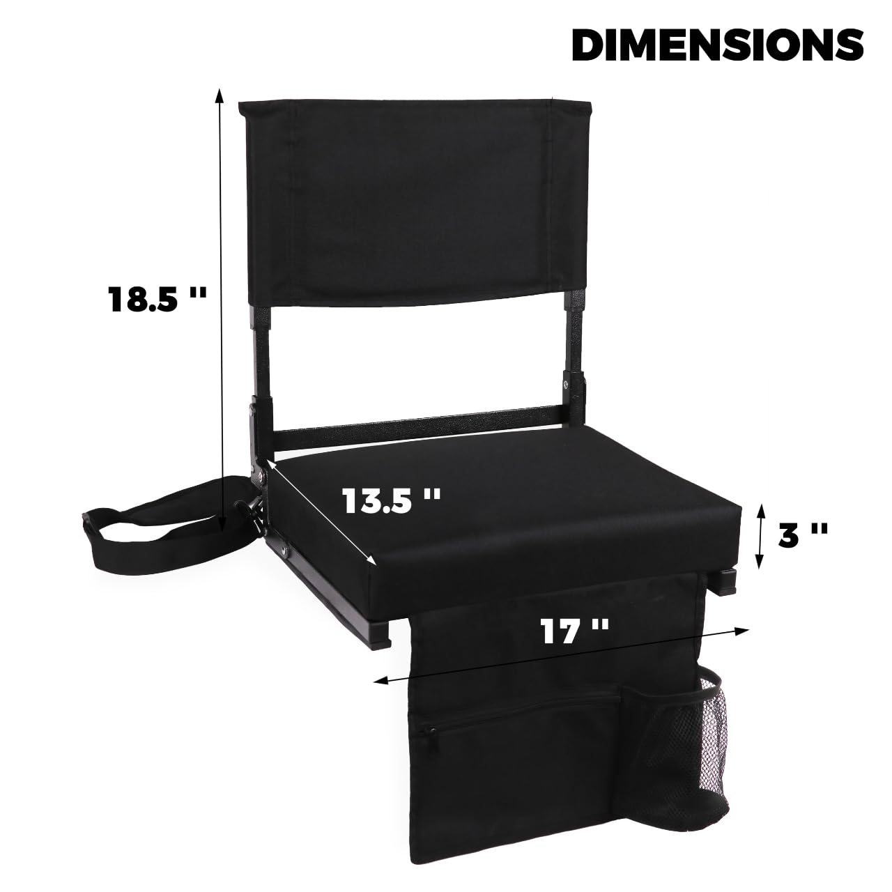JST GAMEZ Stadium Seat with Back Support Bleacher Chair with Back and Cushion High Back Includes Shoulder Strap and Cup Holder