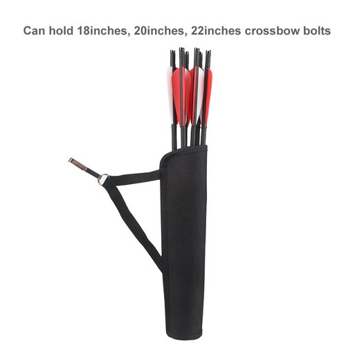 KRATARC Archery Crossbow Bolts Arrow Tube Hip Quiver Waist Hanged Bag for 18" 20" 22" Arrows (Black- 14.5"(Depth))