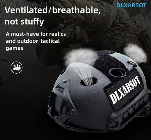 Tactical Airsoft Paintball Fast Helmet with Helmet Cover, PJ Type Multifunctional Protective with NVG Mount