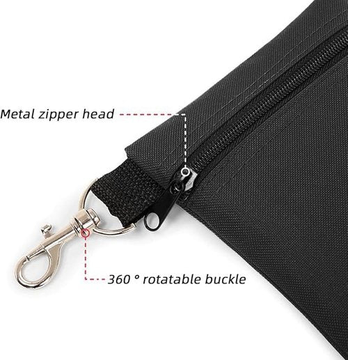 Golf Tee Pouch Travel Gear Professional Zipper Golf Tee/Ball Pouch Bag with Metal Lobster Claw Clip for Valuables and Golf Accessories, Clips to Your Golf Bag for Extra Storage(Black)