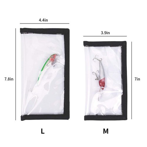 PFILERSO Fishing Lure Wraps 10 Packs Durable Clear PVC Lure Covers Keeps Fishing Safe Easily See Lures Fishing Hook Covers Bait Storage 5 Large 4.3" W x 7.9" L + 5 Medium 3.9" W x 7.1" L (10pcs 5L+5M)