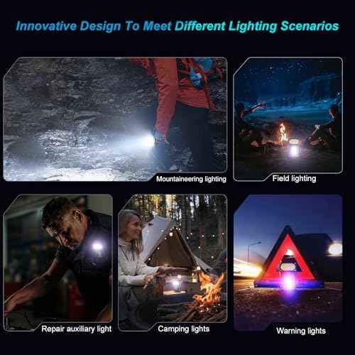 Mini LED EDC Tactical Flashlight - Multifunctional Outdoor Flashlight for Night Working, Running, Camping, Fishing, Hiking, USB C Charging Warning Flash Light Mobile Phone Emergency Power Bank