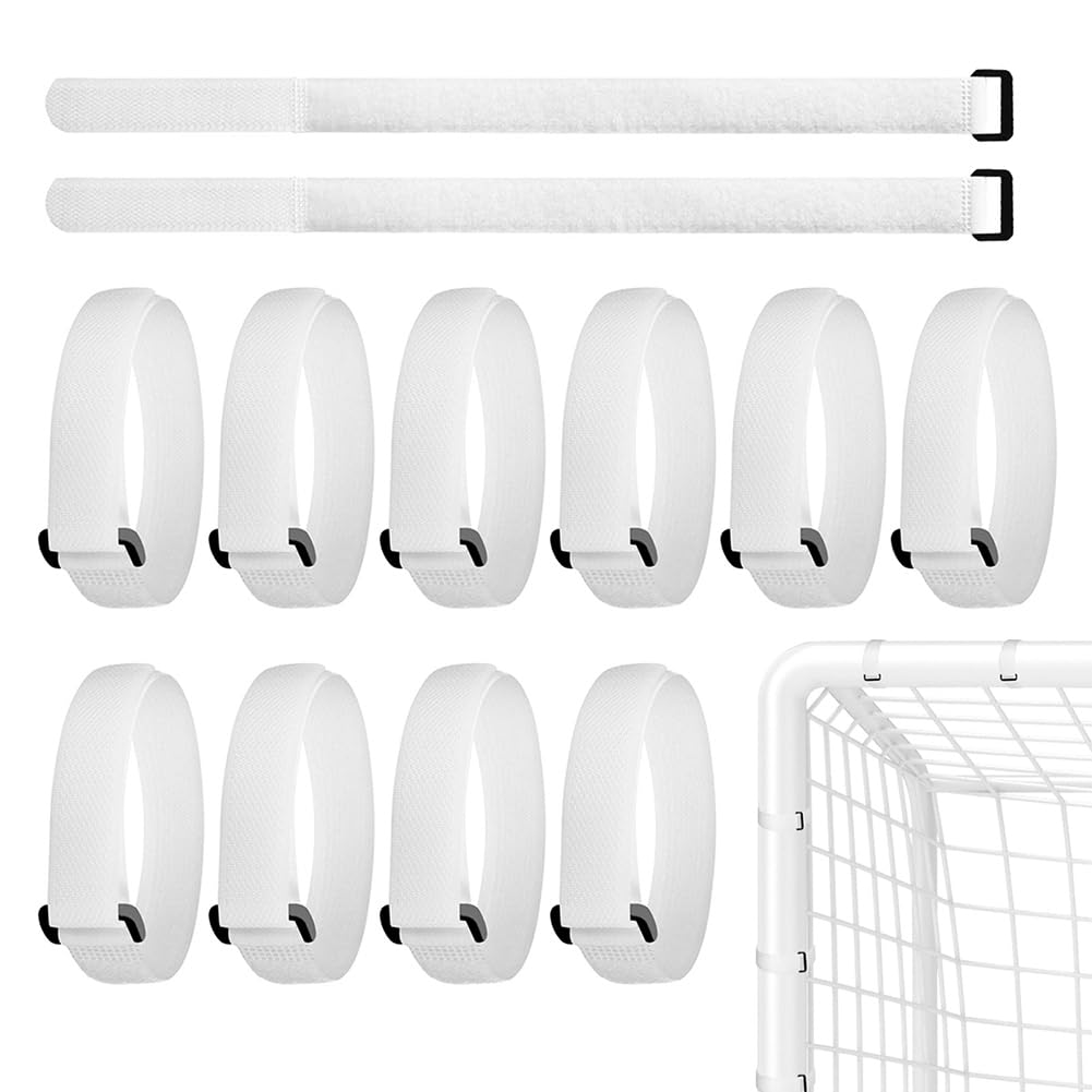 10 PCS Soccer Goal Net Fixing Straps - 14" x0.8" White Fixing Straps Used to Fix The Soccer Net on The Goal Post Suitable for Soccer Sports Training